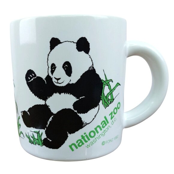 National Zoo Washington D.C. 1982 Panda Mug Ceramic White & Black Vintage - Picture 1 of 9